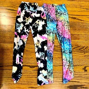 Pixie Lane Girls Leggings - High Shine Rainbow & Simply Soft I Like New | Size 8